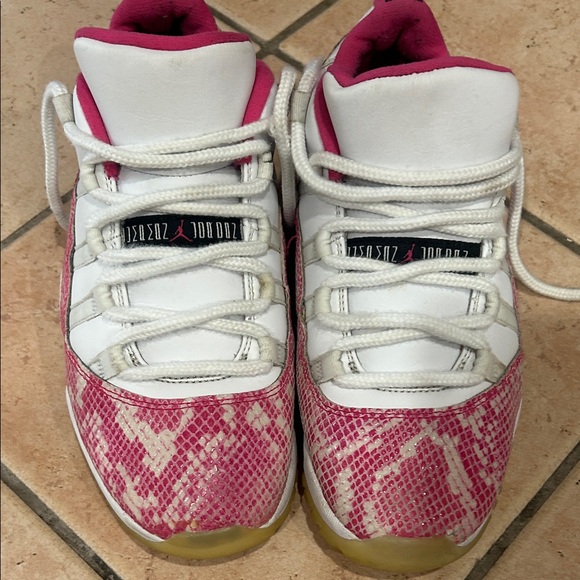 Jordan Athletic Shoes White and Pink with Snakeskin - Picture 1 of 6